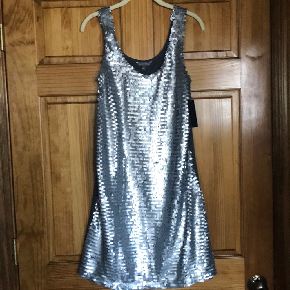 NWT Tinley Road Silver Sequined Mini Dress, size M